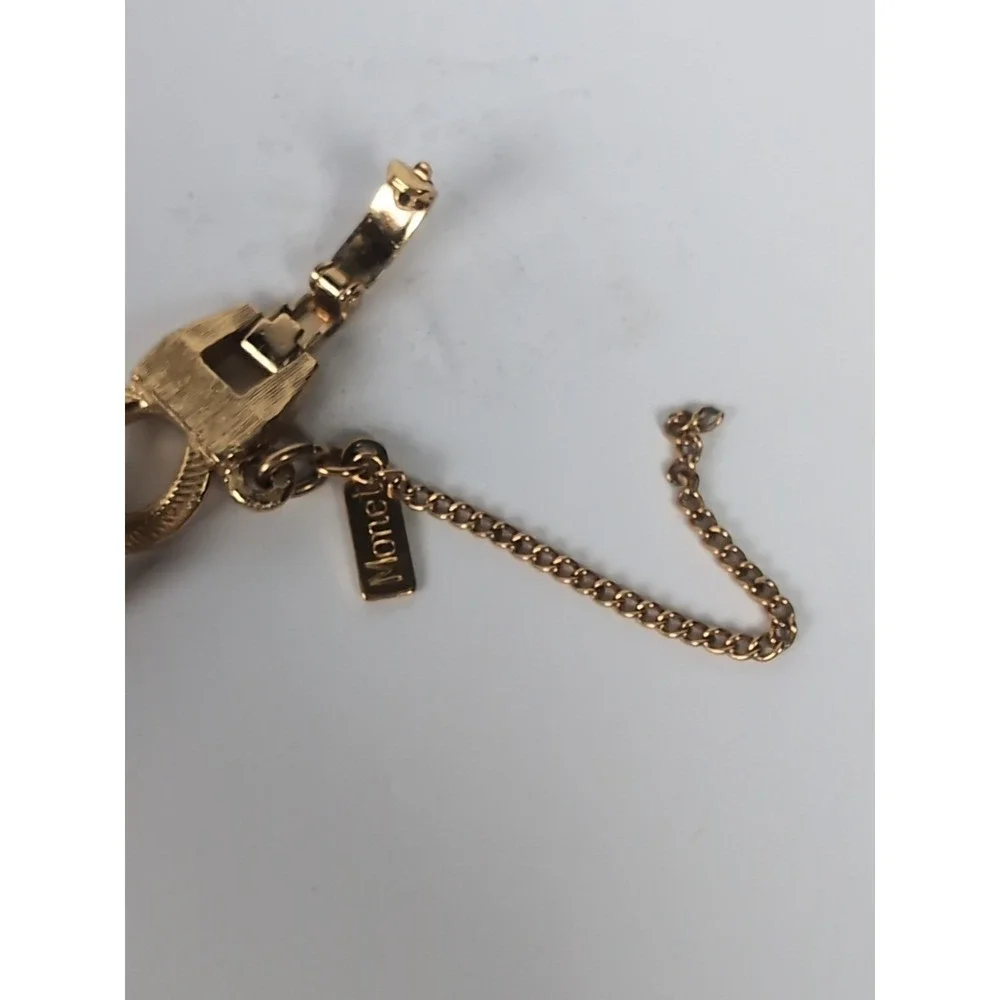 Vintage Monet Gold Tone Charm Bracelet W/Charms Classic Jewelry
